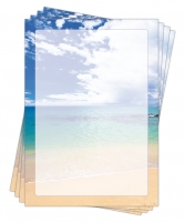 Motivpapier Briefpapier (Meer Strand-5186, DIN A4, 25 Blatt) schner Sandstrand blaues Meer und Himmel mit Wolken