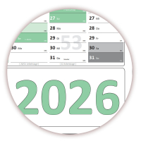 Green Wandkalender DIN A1 2026 - gerollt